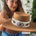 Hand Beaded Evil Eye Hat Bands (2 styles)Pink and SilverHat Band