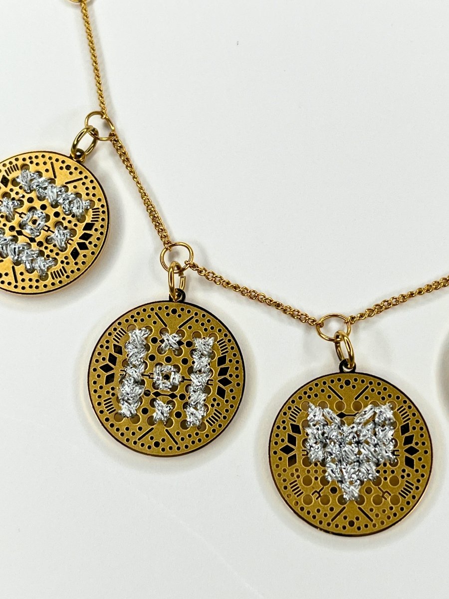 Hand - Embroidered Charm Necklace – Two ColorwaysL'EightNECKLACES