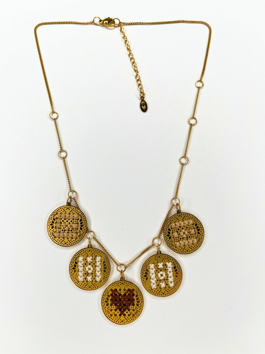 Hand - Embroidered Charm Necklace – Two ColorwaysL'EightNECKLACES