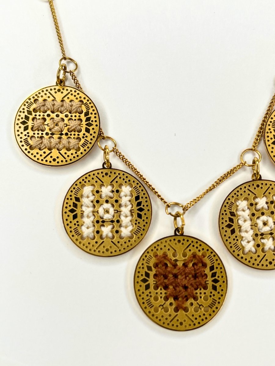 Hand - Embroidered Charm Necklace – Two ColorwaysL'EightNECKLACES