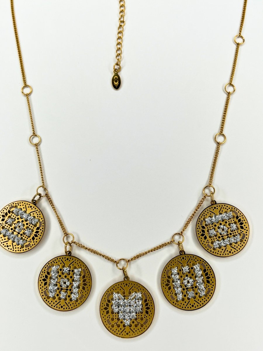 Hand - Embroidered Charm Necklace – Two ColorwaysL'EightNECKLACES
