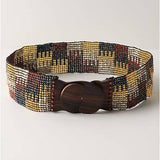 Hand loomed glass bead belt wood scroll jigsaw brown pawaErik & Mike