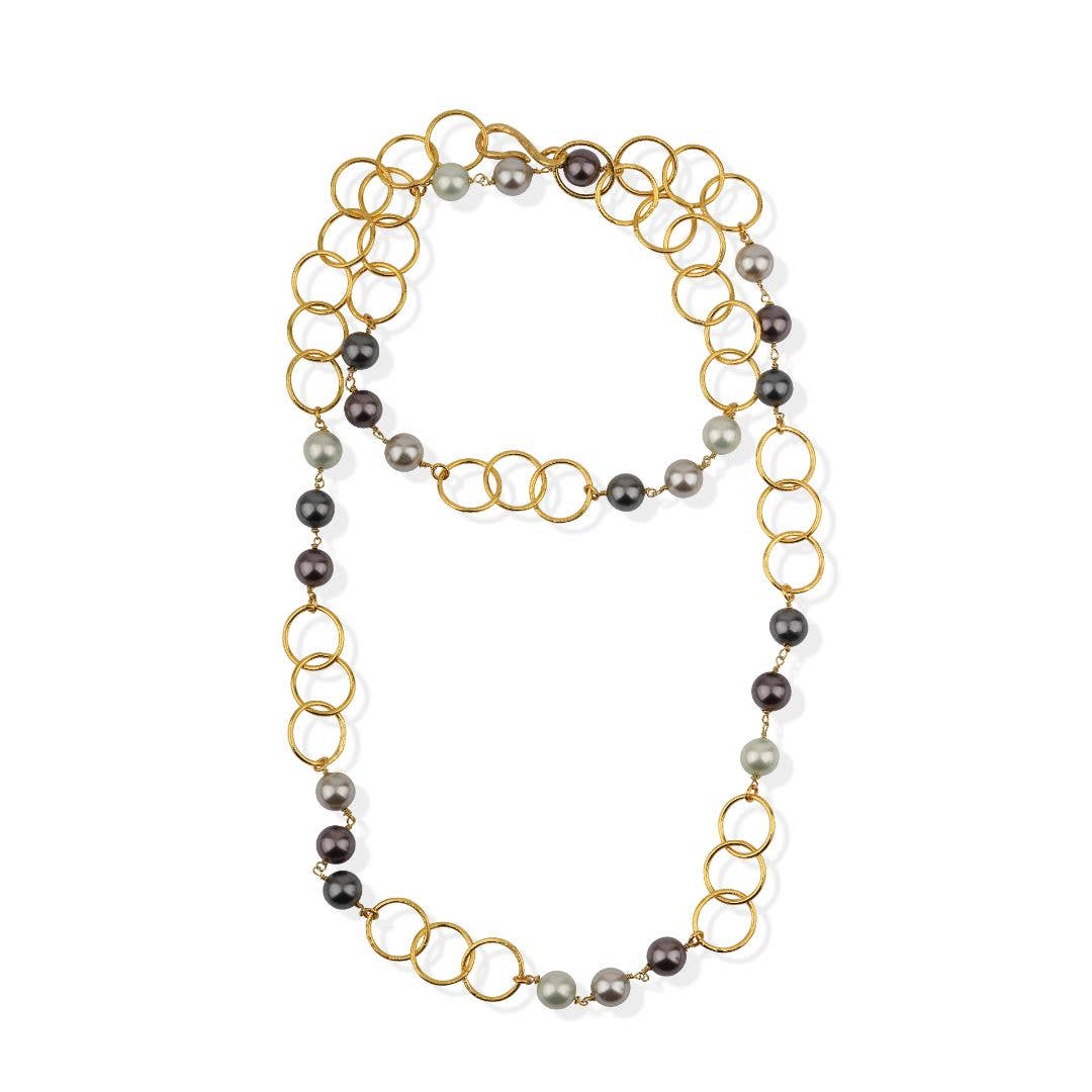 Handmade Long Chain with Majorca PearlsChakarr JewelryNECKLACES