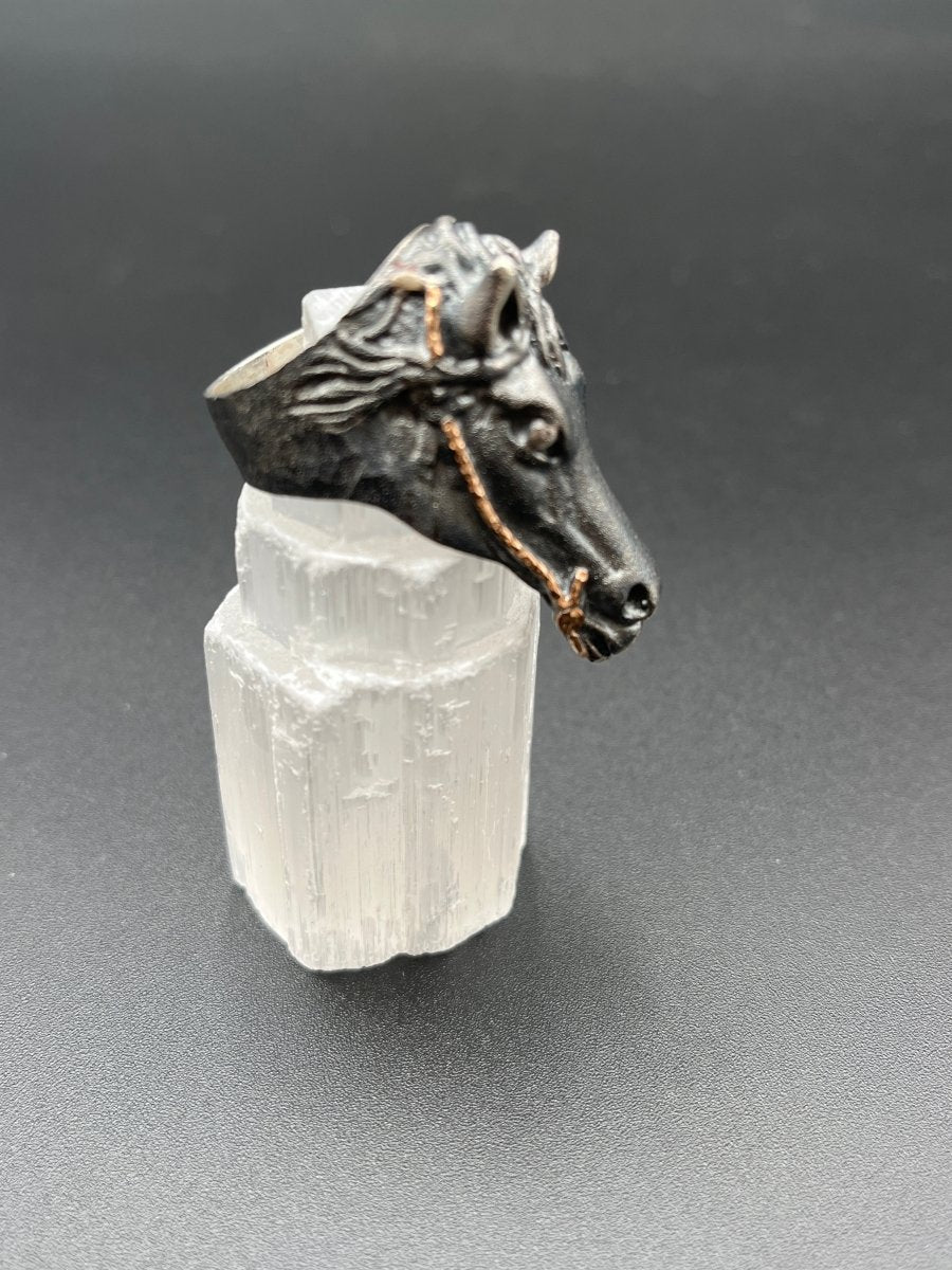 Horse Head Statement Ring - Oxidized Sterling SilverBORARINGS