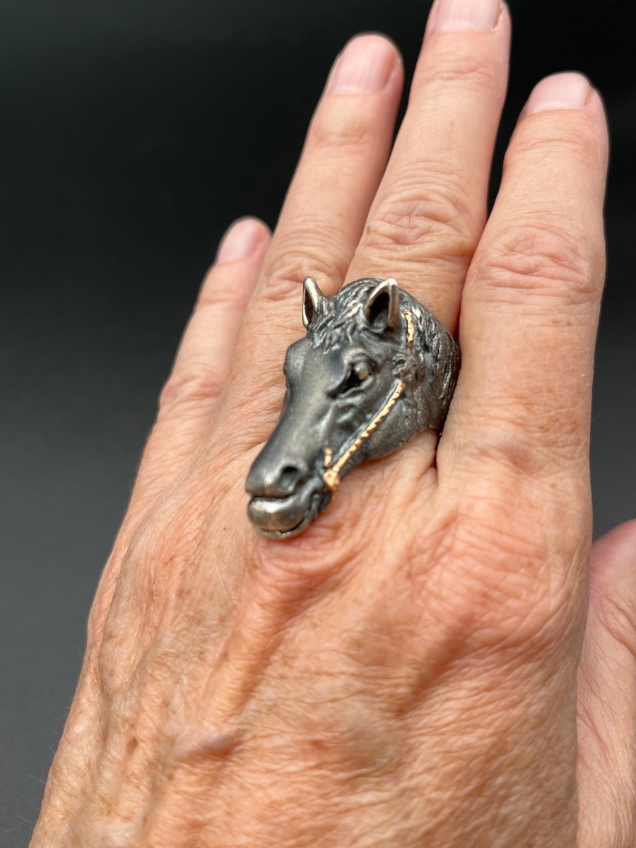 Horse Head Statement Ring - Oxidized Sterling SilverBORARINGS