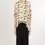 Horse Print Hi - Low Tasseled Hem Button - Up TunicBeulah StyleTOPS