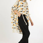 Horse Print Hi - Low Tasseled Hem Button - Up TunicBeulah StyleTOPS