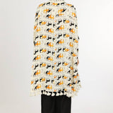 Horse Print Hi - Low Tasseled Hem Button - Up TunicBeulah StyleTOPS