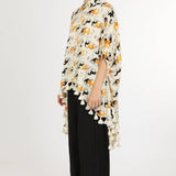 Horse Print Hi - Low Tasseled Hem Button - Up TunicBeulah StyleTOPS