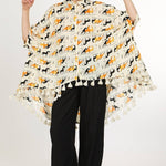 Horse Print Hi - Low Tasseled Hem Button - Up TunicBeulah StyleTOPS