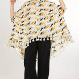 Horse Print Hi - Low Tasseled Hem Button - Up TunicBeulah StyleTOPS