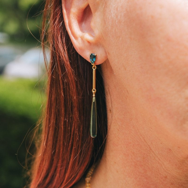 Indicolite & Green Tourmaline EarringsWaterlight Jewelry Coearring