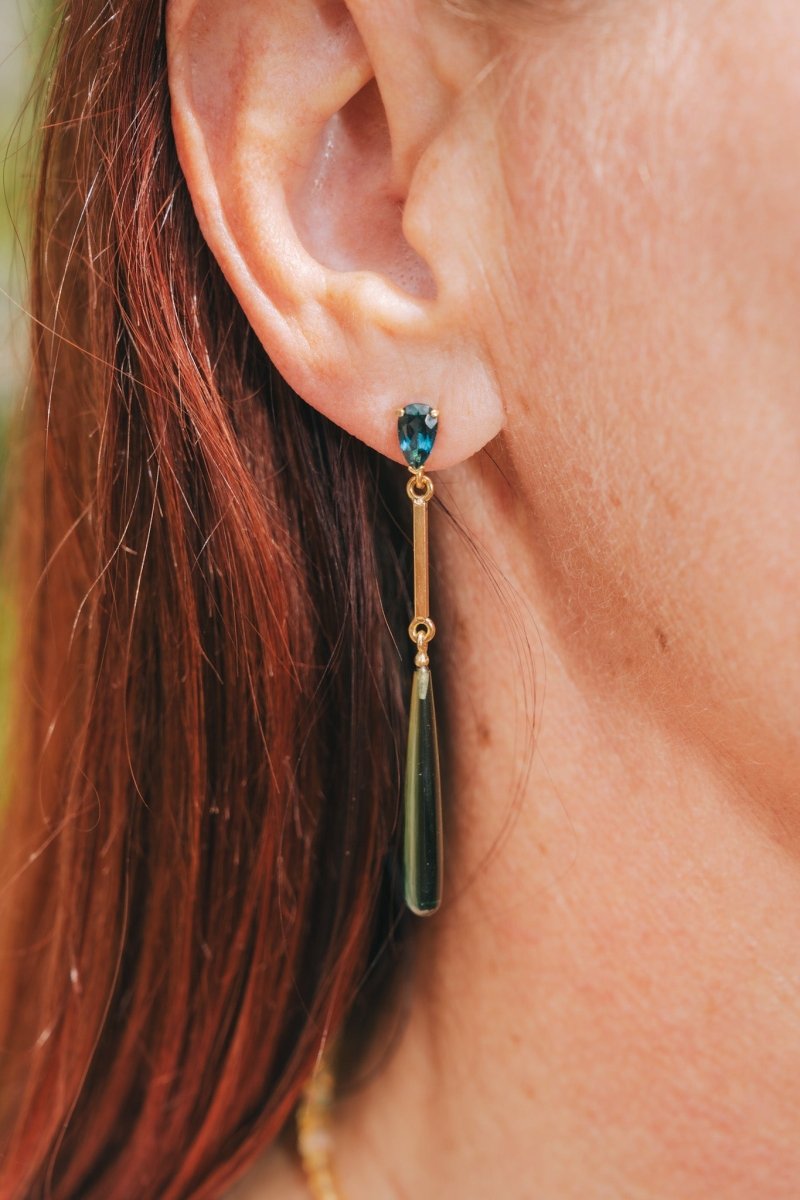 Indicolite & Green Tourmaline EarringsWaterlight Jewelry Coearring