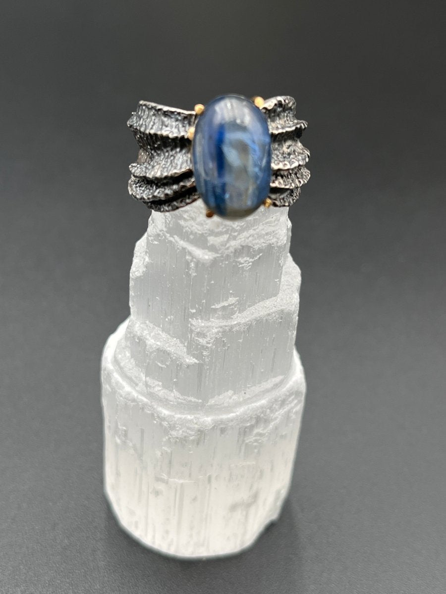 Kyanite in Oxidized Silver RingBORARINGS