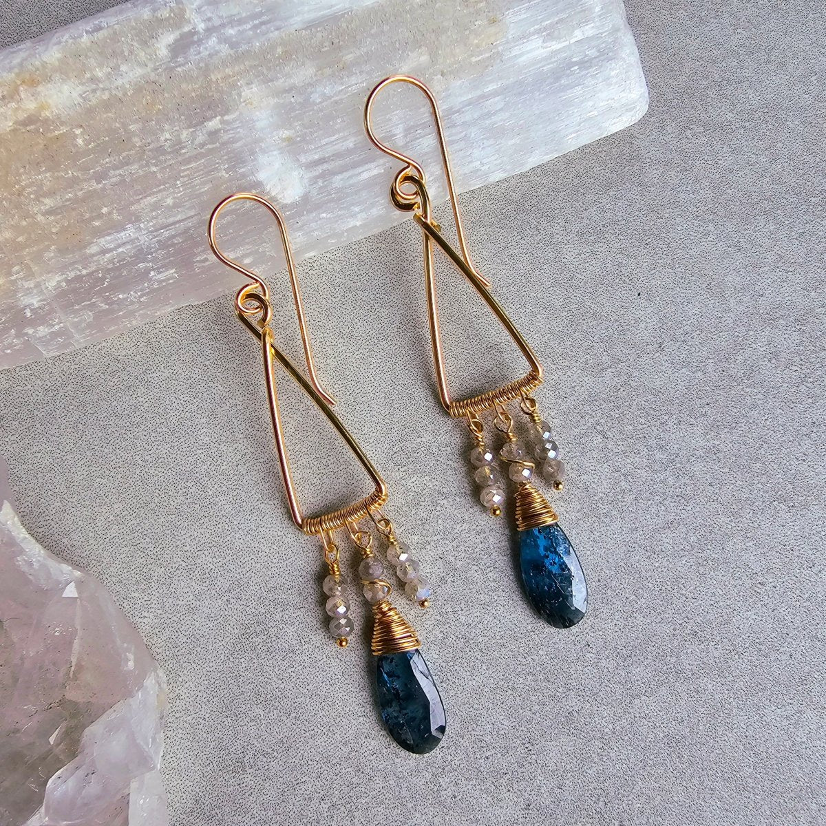 Kyanite & Labradorite "Fringe" Hoops #1493James & JezebelleEARRINGS