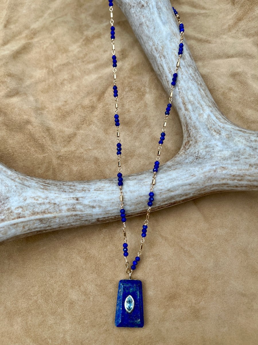 Lapis Pendant with Blue Topaz Center NecklaceBeth ZinkNECKLACES