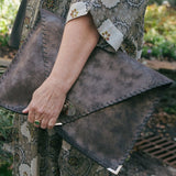 Large leather bag in sparkling taupe color: Large with Silver HardwareANA KOUTSI