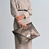Large leather bag in sparkling taupe color: Large with Silver HardwareANA KOUTSI