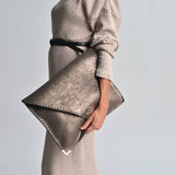 Large leather bag in sparkling taupe color: Large with Silver HardwareANA KOUTSI