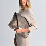 Large leather bag in sparkling taupe color: Large with Silver HardwareANA KOUTSI