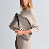 Large leather bag in sparkling taupe color: Large with Silver HardwareANA KOUTSI