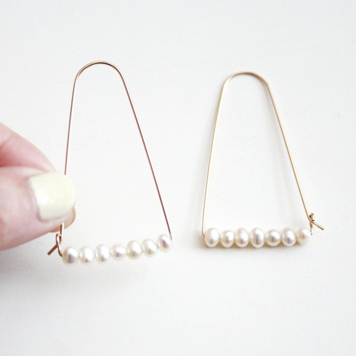 Large Mountain Hoop Earrings - Freshwater Pearls, Online exclusiveHooks and LuxeEarrings
