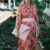 Large Suede clutch in pink: Gold hardwareANA KOUTSIACCESS