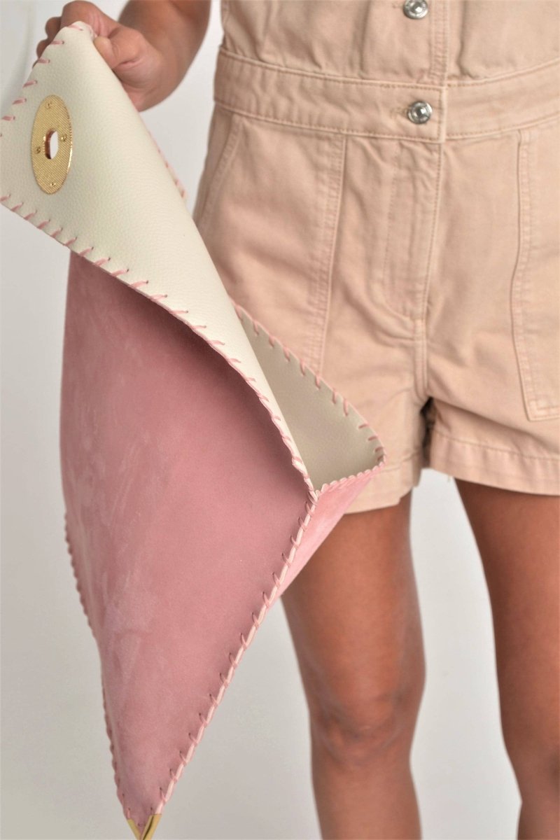 Large Suede clutch in pink: Gold hardwareANA KOUTSIACCESS
