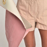 Large Suede clutch in pink: Gold hardwareANA KOUTSIACCESS