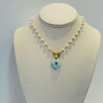 Larimar Heart Pendant With Peridot And Freshwater Pearls With Pave Diamond ClaspBeth ZinkNECKLACES