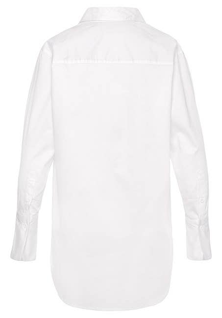 Long Sleeve Button Down Blouse: WhiteLascanaTOPS