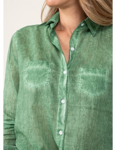 Loose - Fitting Washed Shirt “Emperor Green”Terre RougeTOPS
