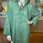 Loose - Fitting Washed Shirt “Emperor Green”Terre RougeTOPS