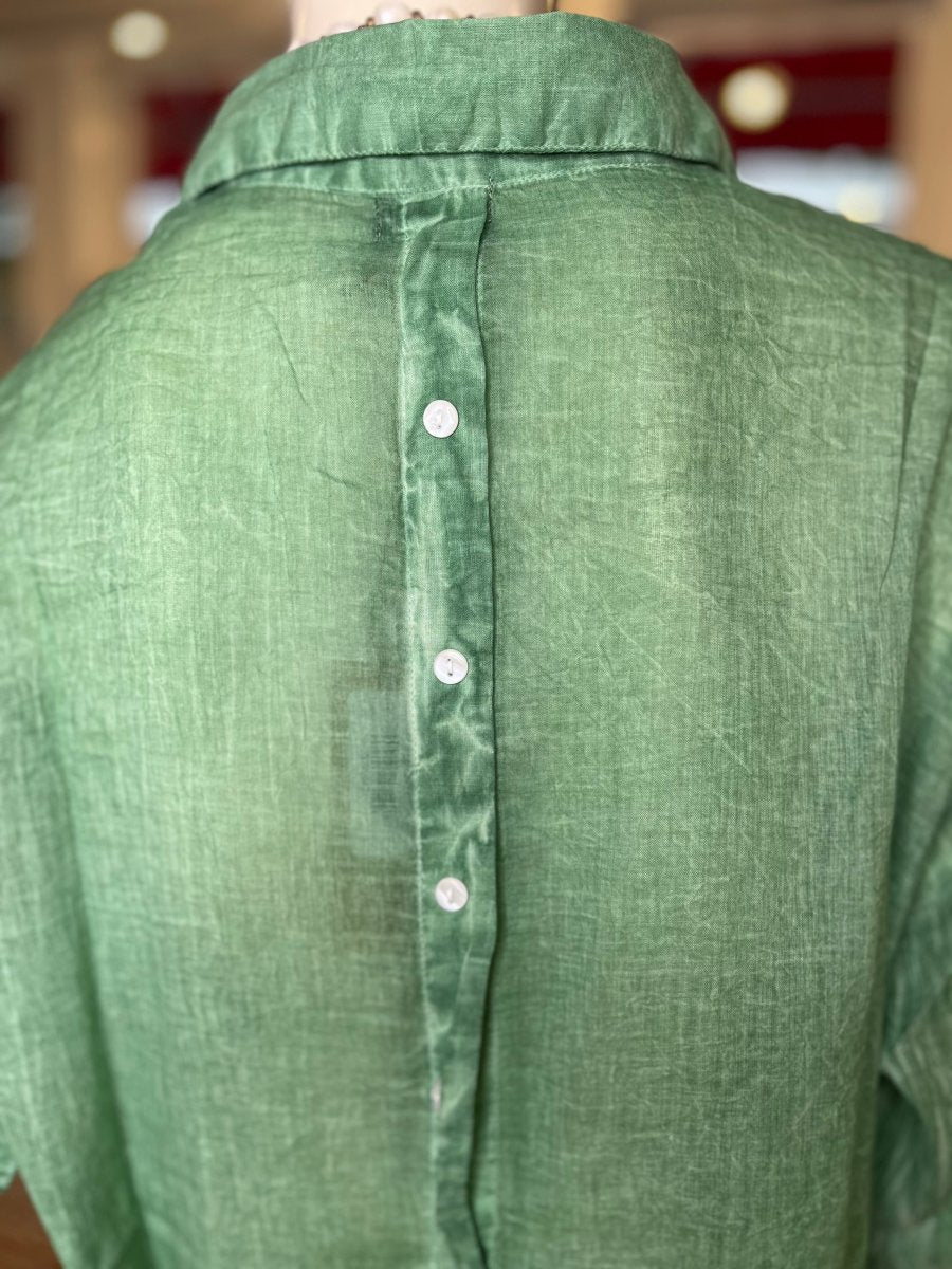 Loose - Fitting Washed Shirt “Emperor Green”Terre RougeTOPS