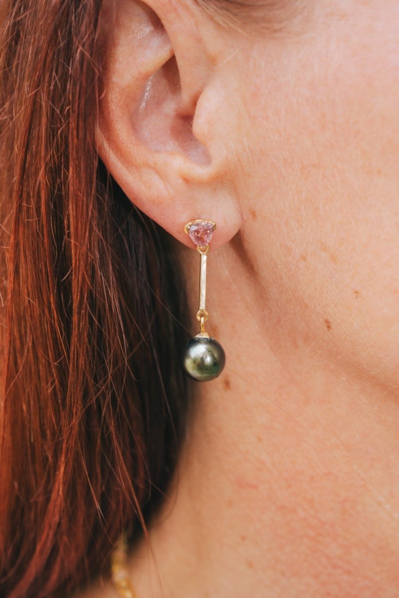 Lotus Garnet & Tahitian Pearl EarringsWaterlight Jewelry Coearring