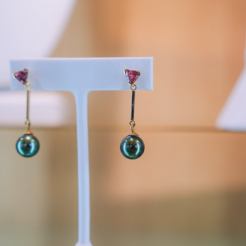 Lotus Garnet & Tahitian Pearl EarringsWaterlight Jewelry Coearring