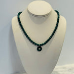 Malachite Round Pendant With White Topaz With Malachite Heishi GemstonesBeth ZinkNECKLACES