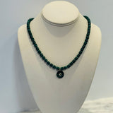 Malachite Round Pendant With White Topaz With Malachite Heishi GemstonesBeth ZinkNECKLACES