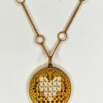 Mosaic Heart Pendant Necklace – Hand - EmbroideredL'EightNECKLACES