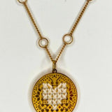 Mosaic Heart Pendant Necklace – Hand - EmbroideredL'EightNECKLACES