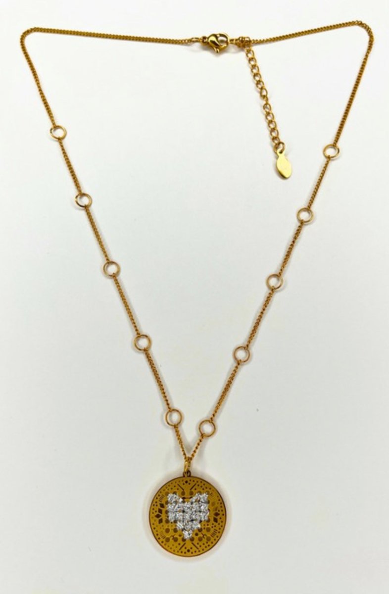 Mosaic Heart Pendant Necklace – Hand - EmbroideredL'EightNECKLACES