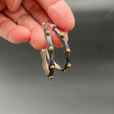Organic Shape, Oxidized Silver & Bronze Dot Earrings - 1.25” diameterBORAEARRINGS