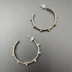 Organic Shape, Oxidized Silver & Bronze Dot Earrings - 1.25” diameterBORAEARRINGS