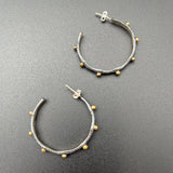 Organic Shape, Oxidized Silver & Bronze Dot Earrings - 1.25” diameterBORAEARRINGS