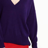 Oversized Cashmere V - neck Sweater: PurpleSTUDIO CASHMERE8SWEATER
