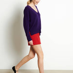 Oversized Cashmere V - neck Sweater: PurpleSTUDIO CASHMERE8SWEATER