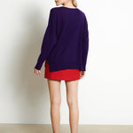Oversized Cashmere V - neck Sweater: PurpleSTUDIO CASHMERE8SWEATER