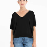 Oversized V - neck sweater in ultrafine cashmere - BlackSTUDIO CASHMERE8SWEATER