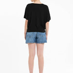 Oversized V - neck sweater in ultrafine cashmere - BlackSTUDIO CASHMERE8SWEATER