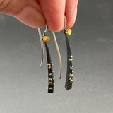 Oxidized Silver Earrings with Gold Dots - 2” longBORAEARRINGS